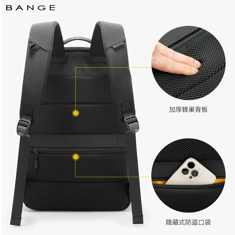 BANGE تصميم جديد سعة كبيرة أكسفورد الرجال 15.6 بوصة محمول على ظهره Softback الأعمال حقائب الظهر مقاوم للماء مع شحن USB