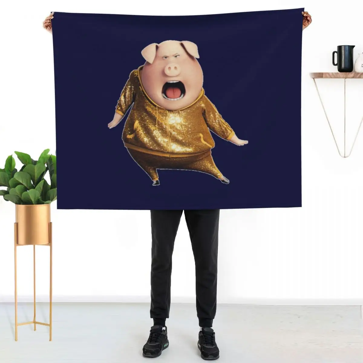 Gunter from sing movie Throw Blanket Furry valentine gift ideas Flannel Blankets For Baby heavy to sleep Retros Blankets