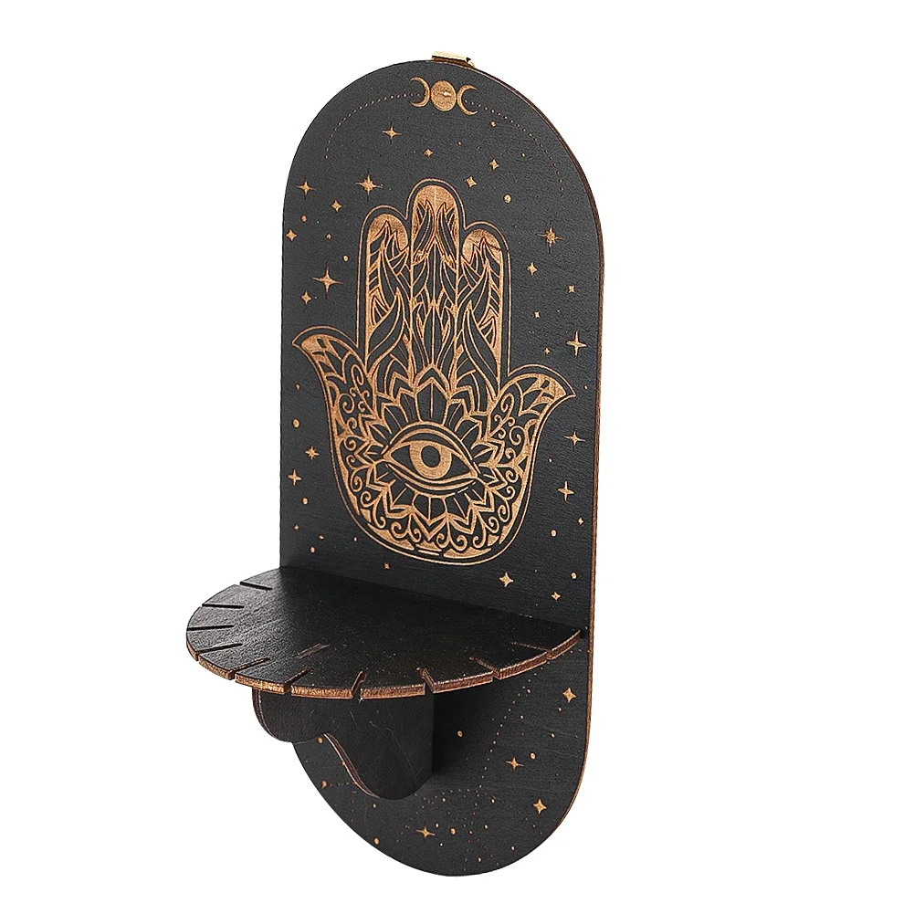 Wooden Hand of Fatima and Devil\'s Eye Hanging Piece Durable for Object Storage Home Living Room Wall Hanging Decoration
