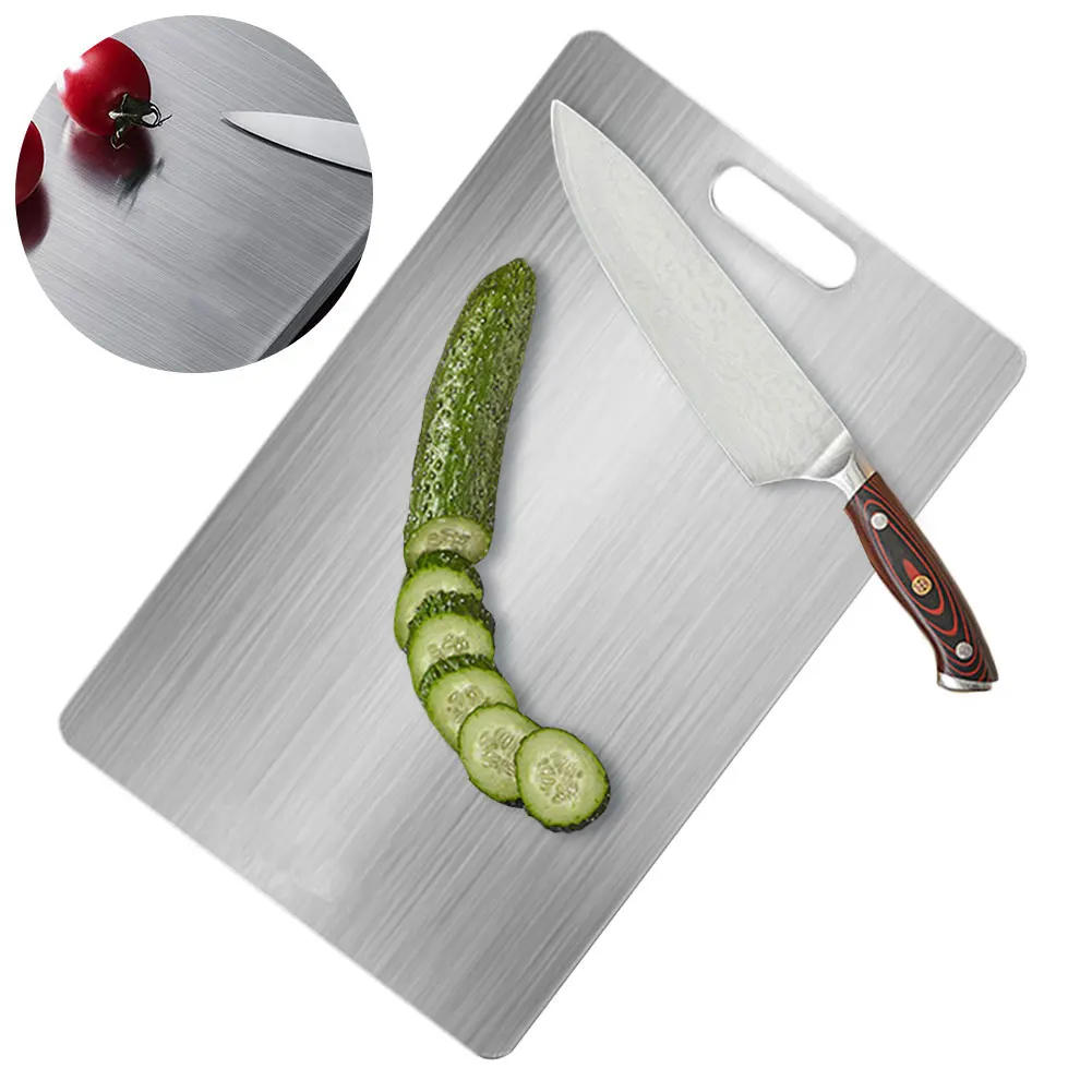 Stainless Steel Chopping Board Double Sided Baking Board Thickened Pastry Board for Kitchen for Meat Fruit Vegetables Baby Food