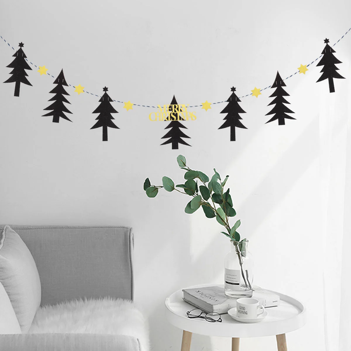 

3M Christmas Tree Garland Decorations Bunting Flags Pine Trees Tear Resistant Reusable Wedding Birthday Party New Year Eve