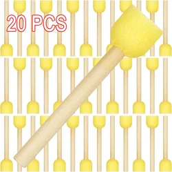 20pcs Round Sponges Brush Set Stencil Sponge Brushes DIY Painting Sponges Children Drawing Craft Brushes with Wood Handle