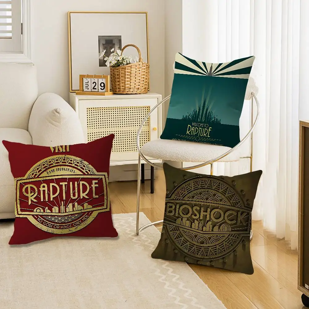 Retro B-Bioshock R-Rapture Game Office Cushion Pillowcase Car Cushion Cover45X45CM Lumbar Pillowcase Sofa Pillowcover