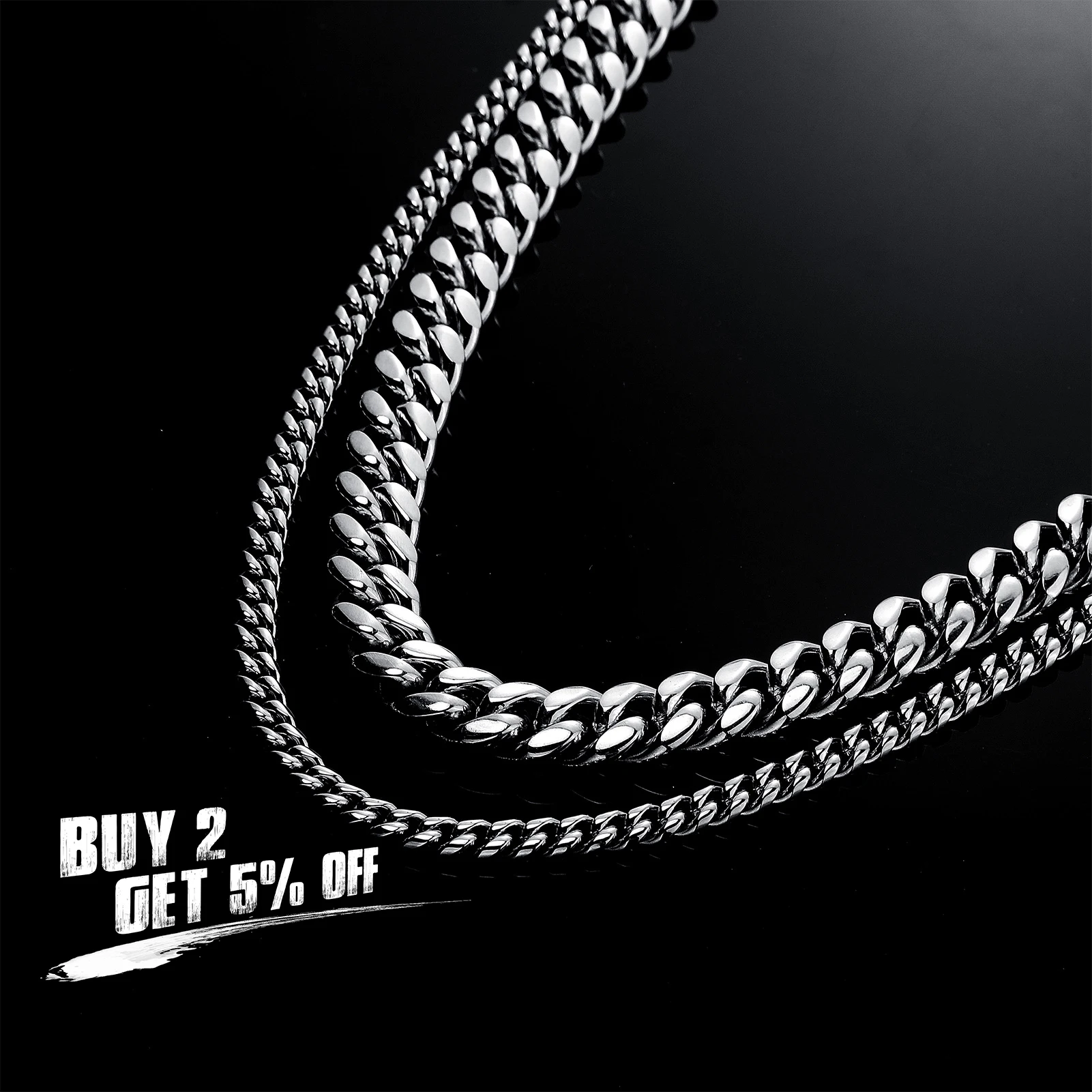 JINAO 2021 New 6 mm 10 mm 12 mm 14 mm  High Quality Stainless Steel Cuban Bracelets and Necklaces Gift For Men