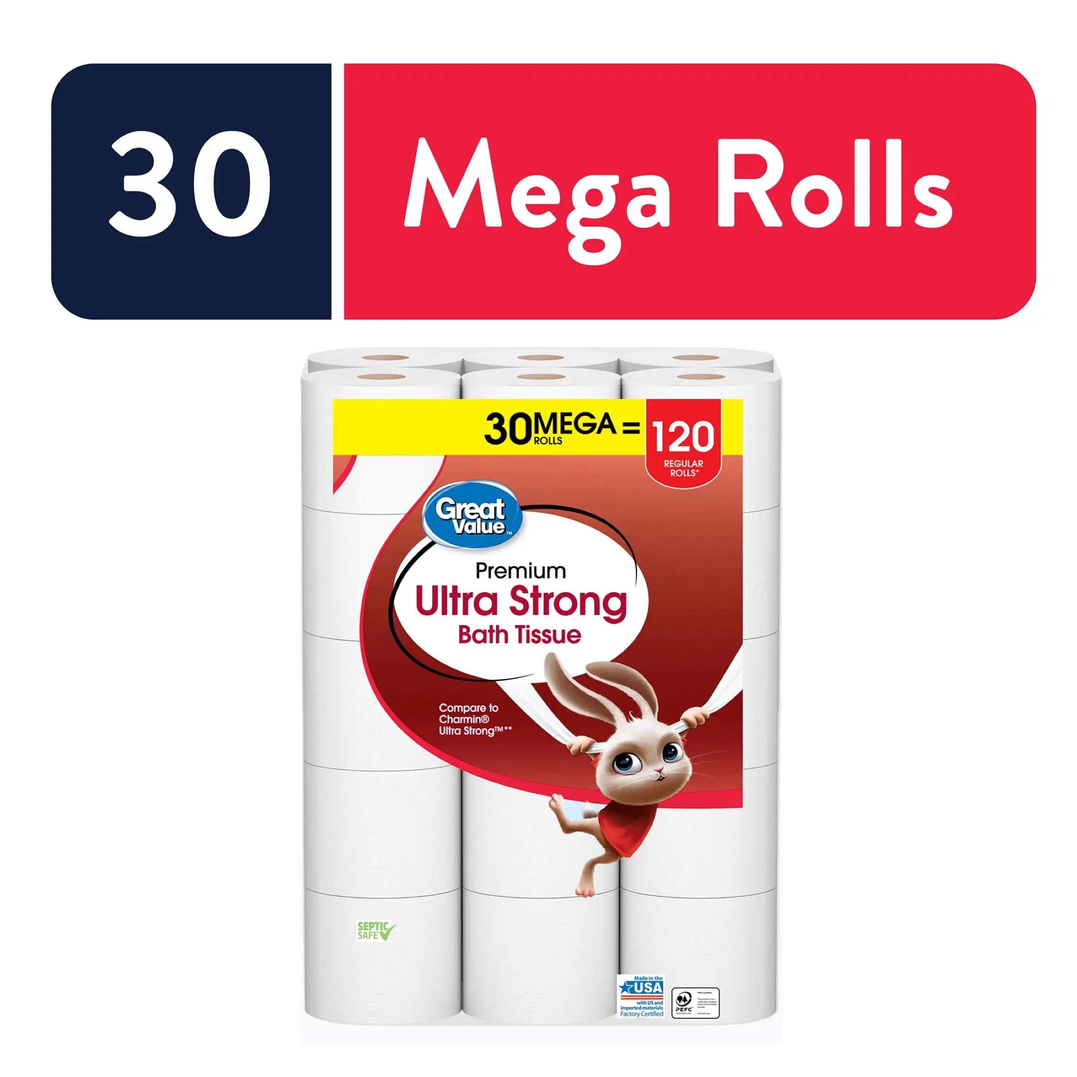 

Ultra Strong 2-Ply Toilet Paper, 30 Mega Rolls