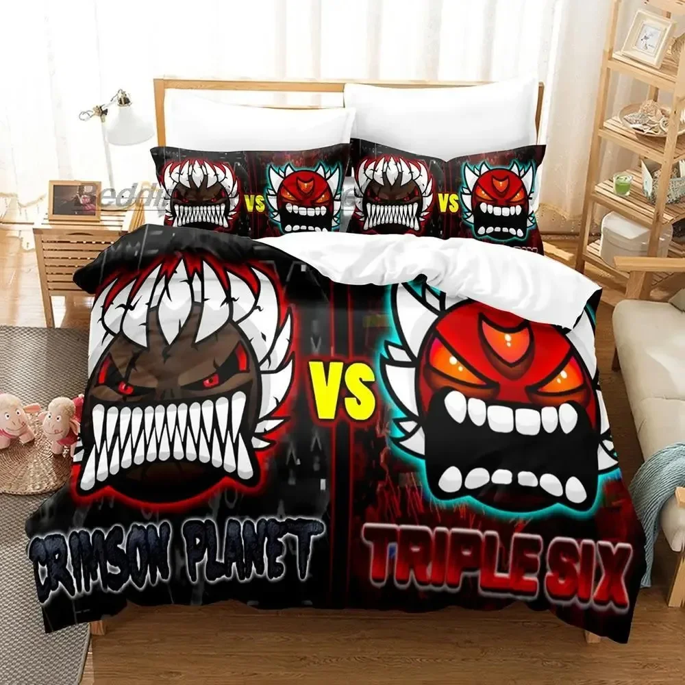 

Angry Geometry Dash Bedding Set Single Twin Full Queen King Size Bed Set Aldult Kid Bedroom Duvetcover Sets 3D Print Kawaii 2022