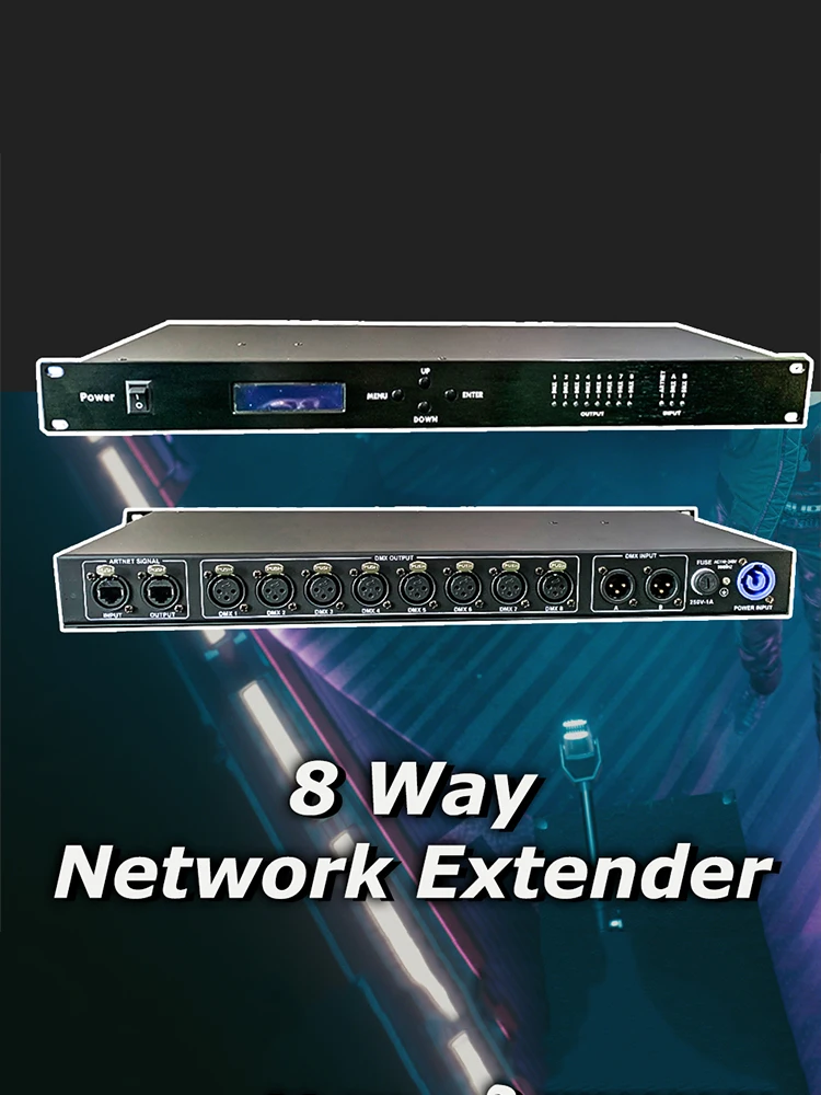 YUER Artnet DMX 8-weg netwerkextender, output 8x512, 4096 kanalen voor stage DJ lichtbesturing, Artnet naar DMX node, DJ disco stage - afbeelding 2