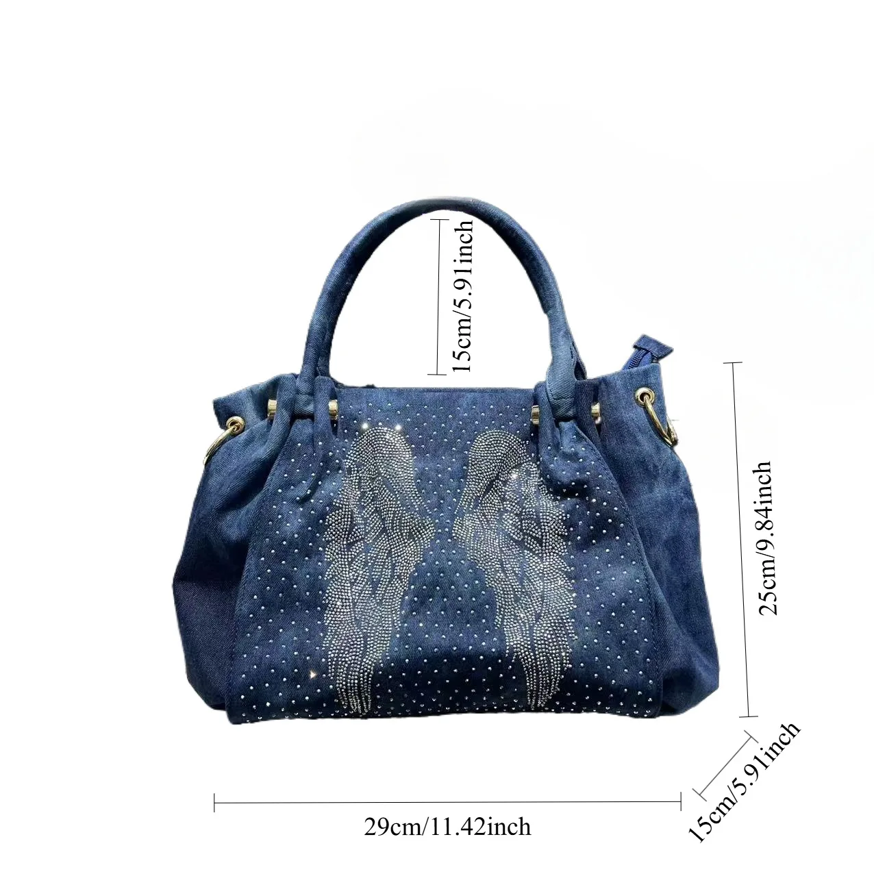 Fashion Hot Drill Wing Women's Shoulder Bag Fashion Crossbody Handbag Denim New Tote large capacity luxury designer Holiday bag