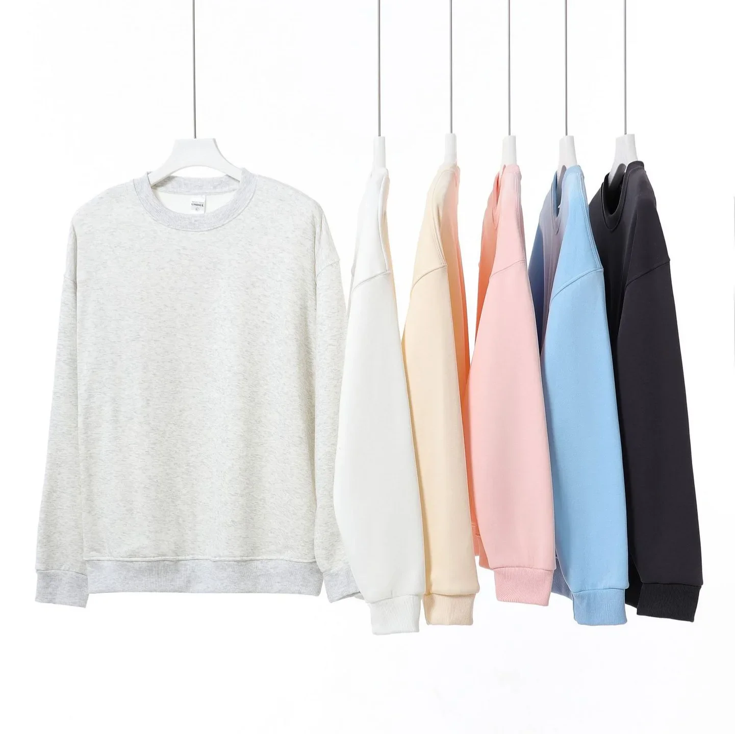 DIY Custom Logo Mens Sweatshirt High-quality Spring Unisex Solid Color Round Neck Cotton Large Size Loose Pullover Men Clothing