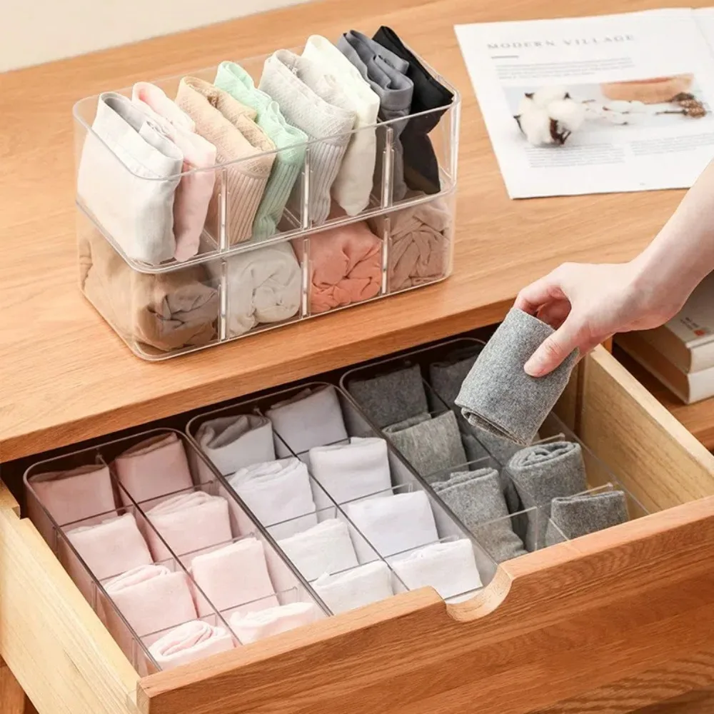 Quality 4/8 Grids Underwear Storage Box Clear Acrylic Cosmetic Storage Box Multifunctional Thicken Acrylic Organizer Underwear