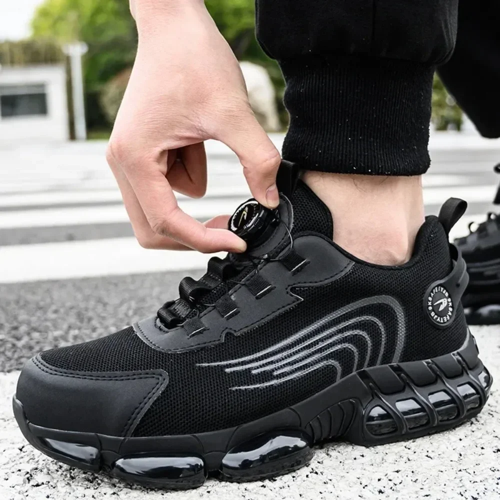 Summer Air Cushion Safety Shoes Men Breathable Anti Stab Anti Smash Lightweight Sports Work Sneakers Protective Footwear