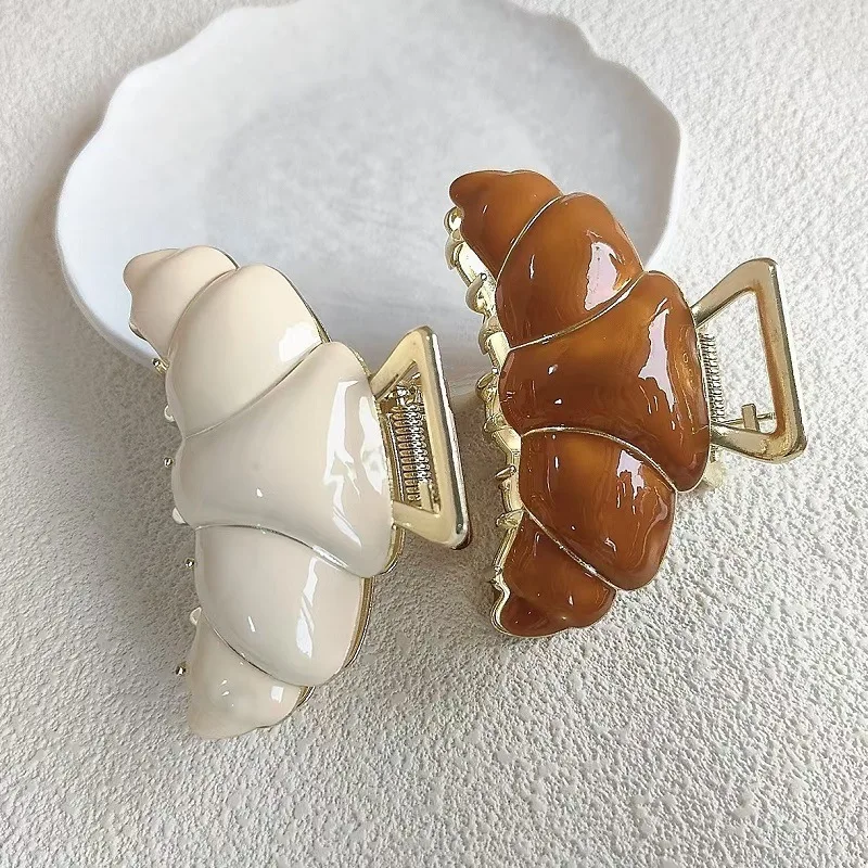 

2025 NEW Delicious Croissant Alloy Hair Claw 8CM Food Series Claw Clips Bread Crab Hair Clips Hair Accessories for Women Girls