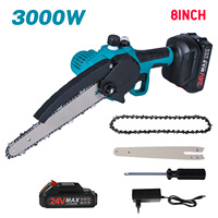8 Inch Brushless Chain Saw Mini Handheld Pruning Chainsaw Woodworking Electric Saw Cutting Power Tool for Makita 18V Battery