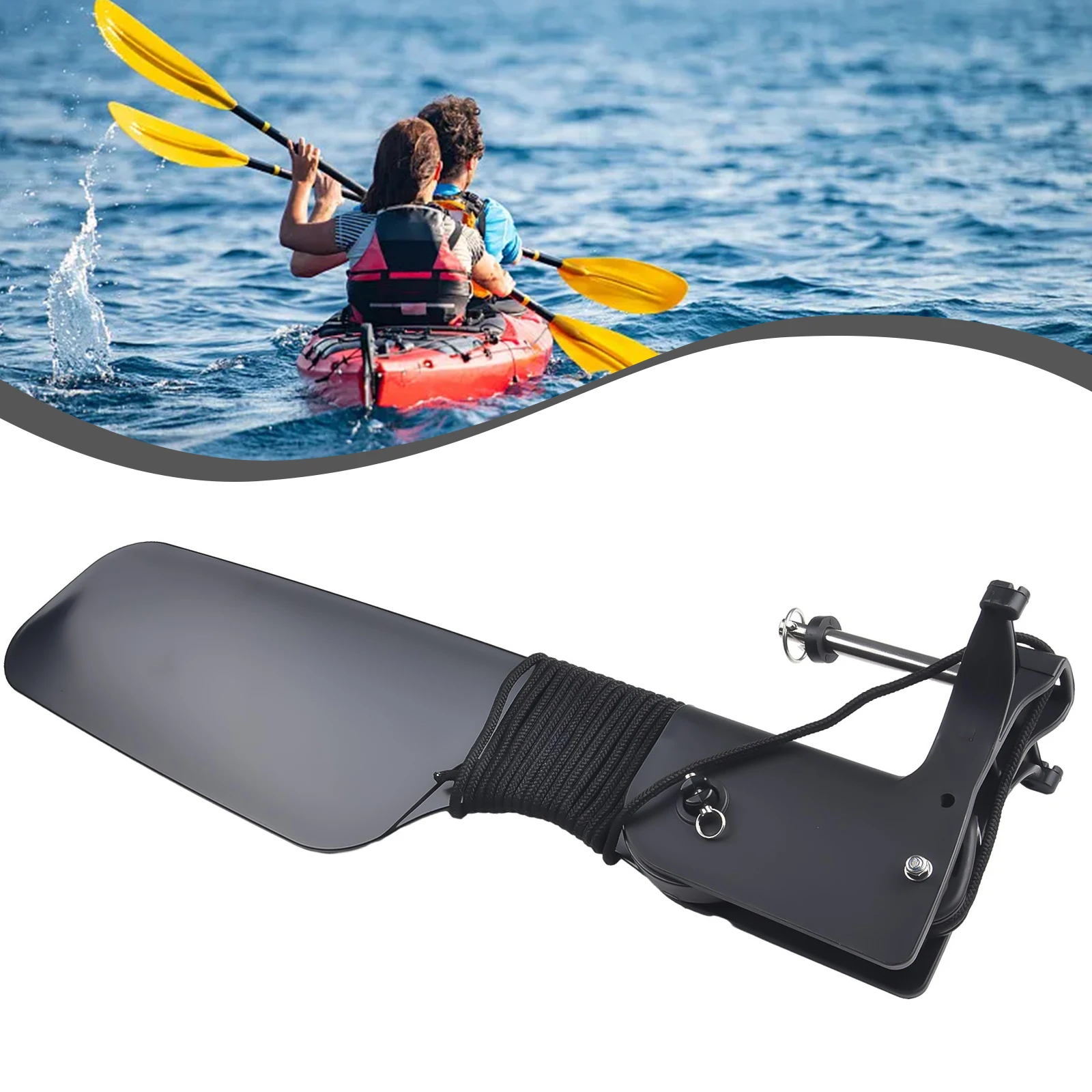 Boat Rudder for Kayak Canoe with Pulley Fishing Boat Steering Control Nylon Big Tail Rudder for Watercraft Use
