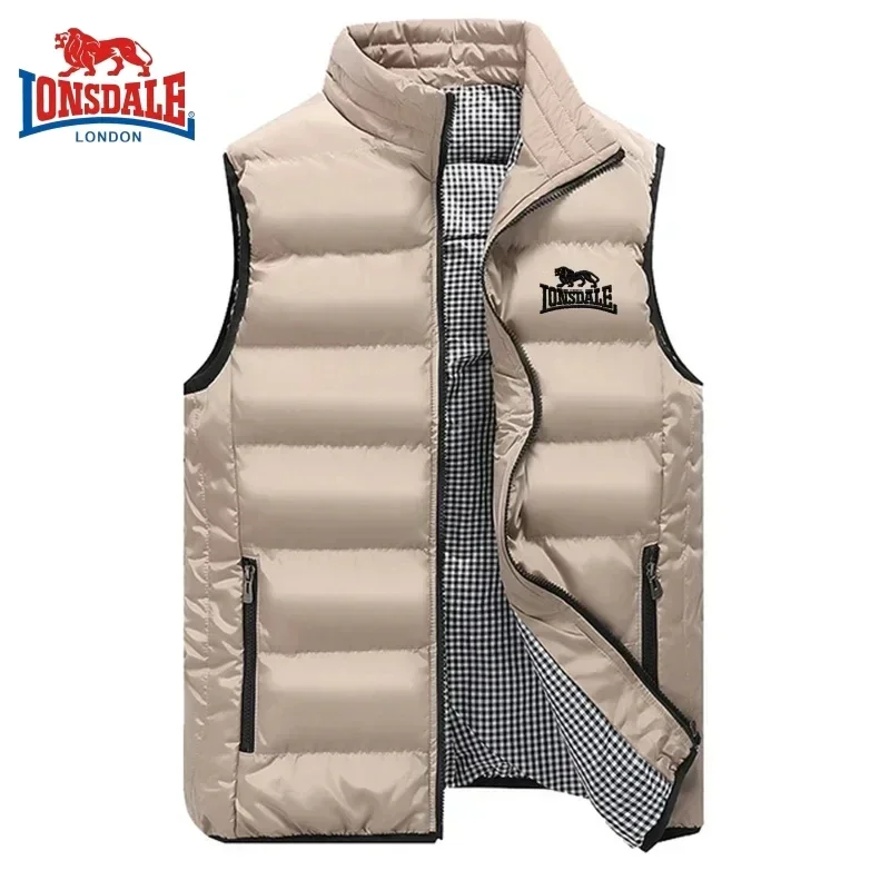 Colete Quente Bordado Sem Mangas Masculino, Jaqueta Windproof, Luxo, Marca de Moda, Alta Qualidade, Exterior, Outono, Inverno