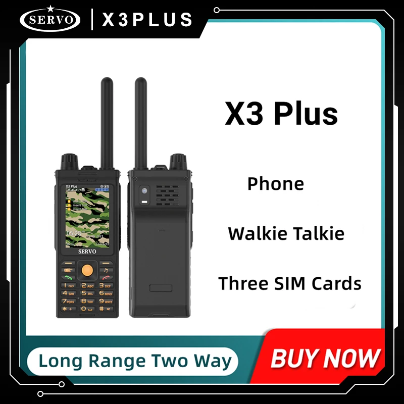 SERVO X3 PLUS Mobile Phone with Walkie Talkie 2.4inch 3 SIM Cards FM Radio UHF Band 400 MH - 470 MHZ 4000mAh Original Cell phone