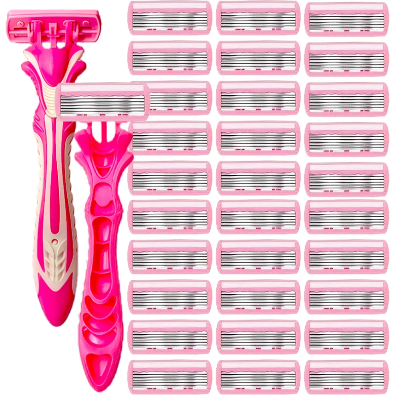6-Layer Razor Head Manual Shaver , Stainless Steel Classic Double Edge Blade Razor Safety Shaving Beard Moustache Manual Shaver