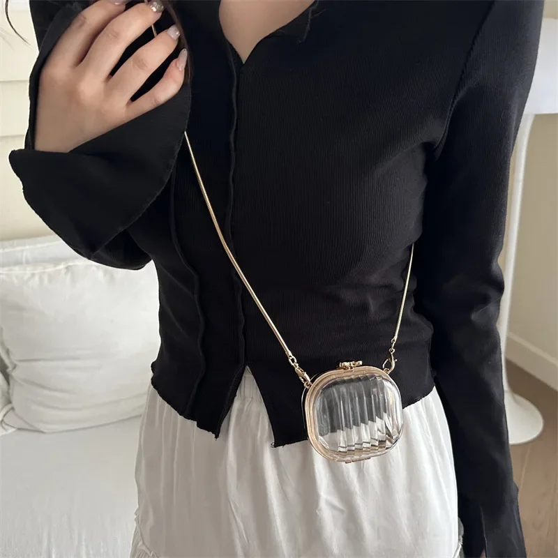 Acrylic box shoulder bag 2024 new fashion transparent jelly bag ins women\'s chain crossbody bag