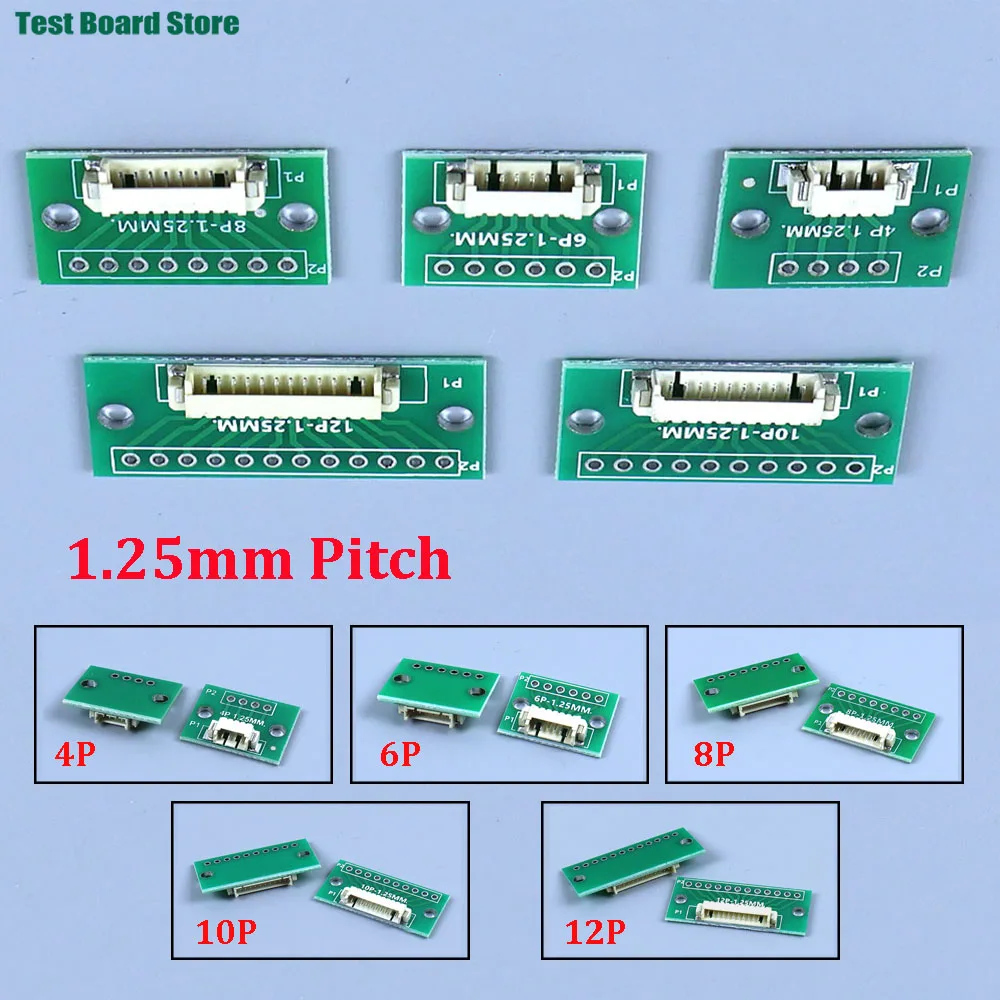 1-10Pcs 1.25 To Dip2 54 Circuit Board 1.25mm Spacing Horizontal Paste Terminal Socket Test Board 4P6P 8P 10P 12P Adapter Board