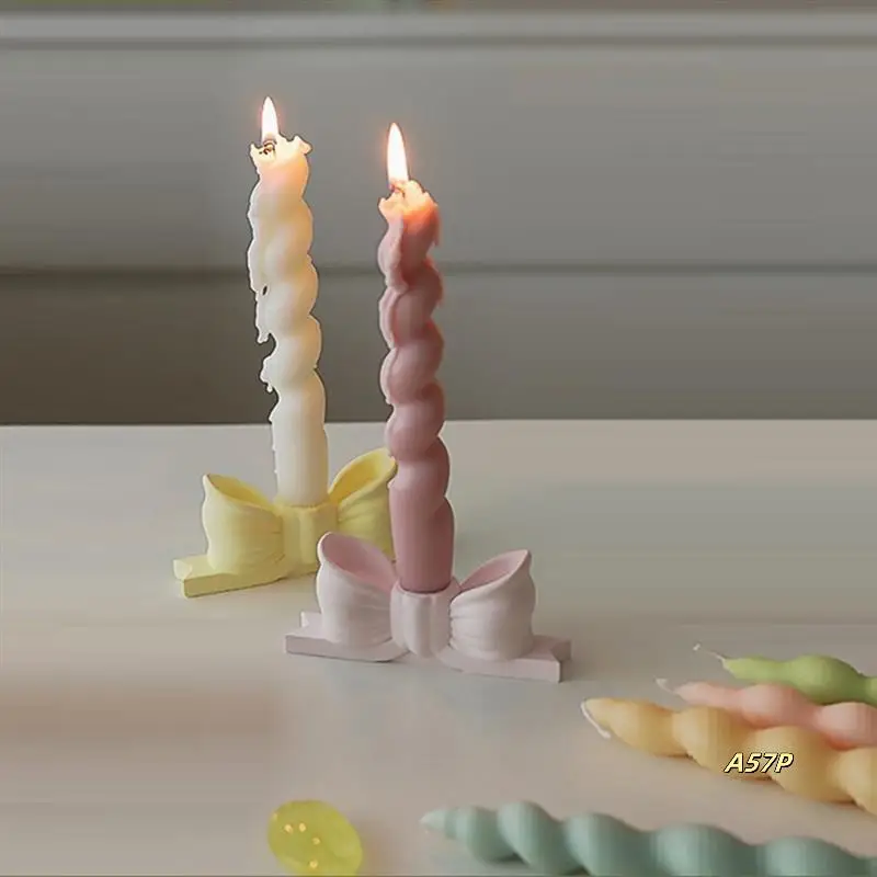Gypsum Candlestick Retro Decorative Bow Candlestick Mini Candle Holder Aromatherapy Candle Holder