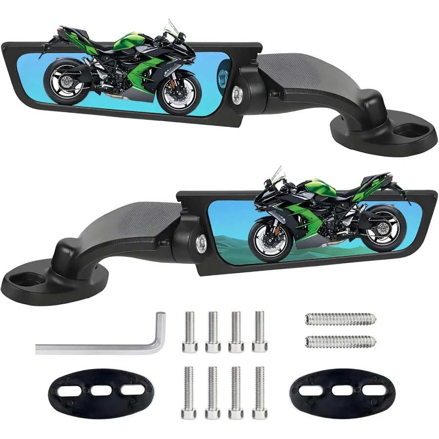 

Синие антибликовые боковые зеркала заднего вида Stealth Wind Wing для обслуживания мотоциклов и улучшения безопасности езды на Kawasaki Nin