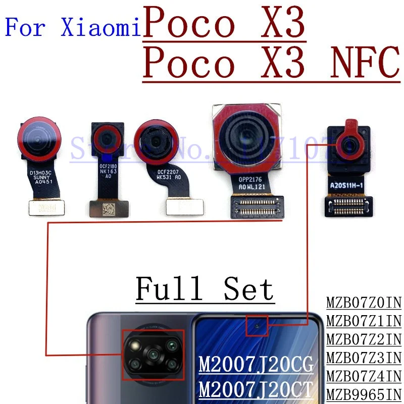 Back Front Facing Rear Camera For Xiaomi Poco X3 Pro NFC Backside Small Frontal Selfie View Camera Module Flex Parts