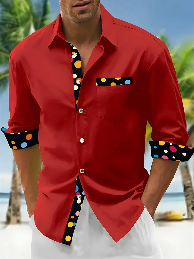 Men Colorful 3D Printed Rendering Fashion Print Single Breasted Long Sleeved Shirt Casual Shirt Loose Collar Long Sleeved Shirt