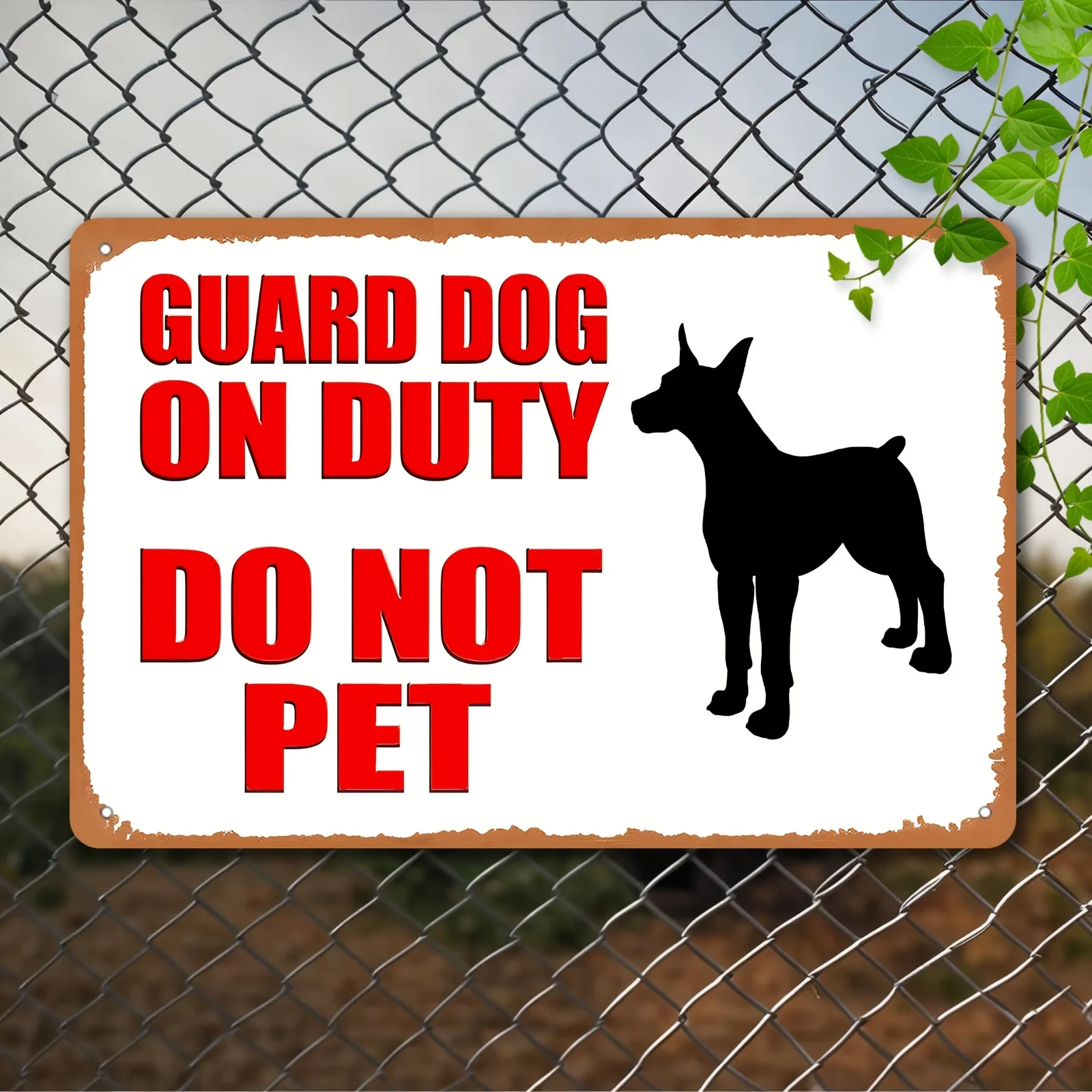 Funny Guard Dog on Duty Metal Wall Sign, Vintage 2D Flat Art for Home Office Outdoor, Do Not Touch, Gift Idea