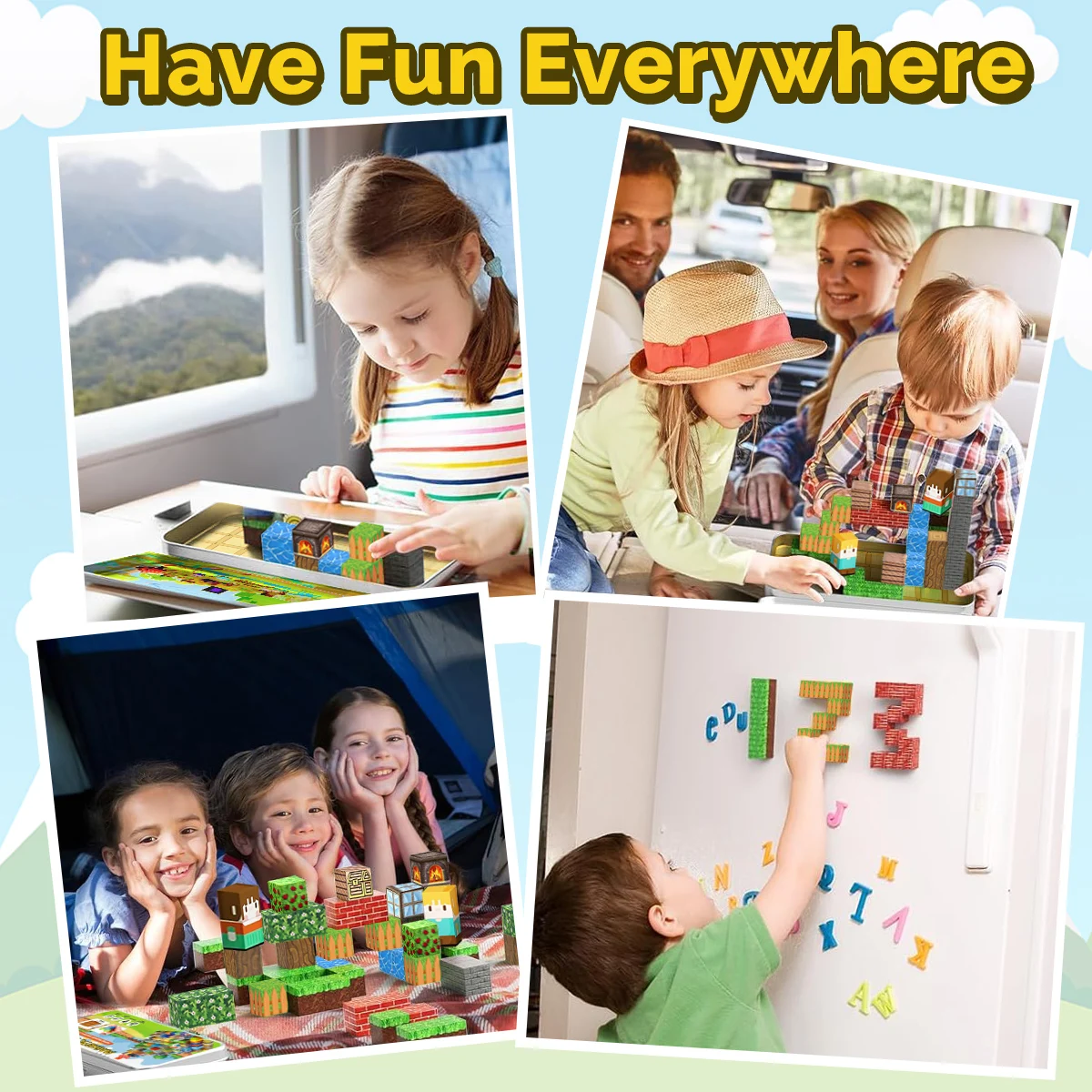 32PCS Magnetische Bausteine Schatzsuche Wald Set für Alter 3 + DIY Modell Kinder STEM Pädagogisches Sinnes Spielzeug mit Eisen Box