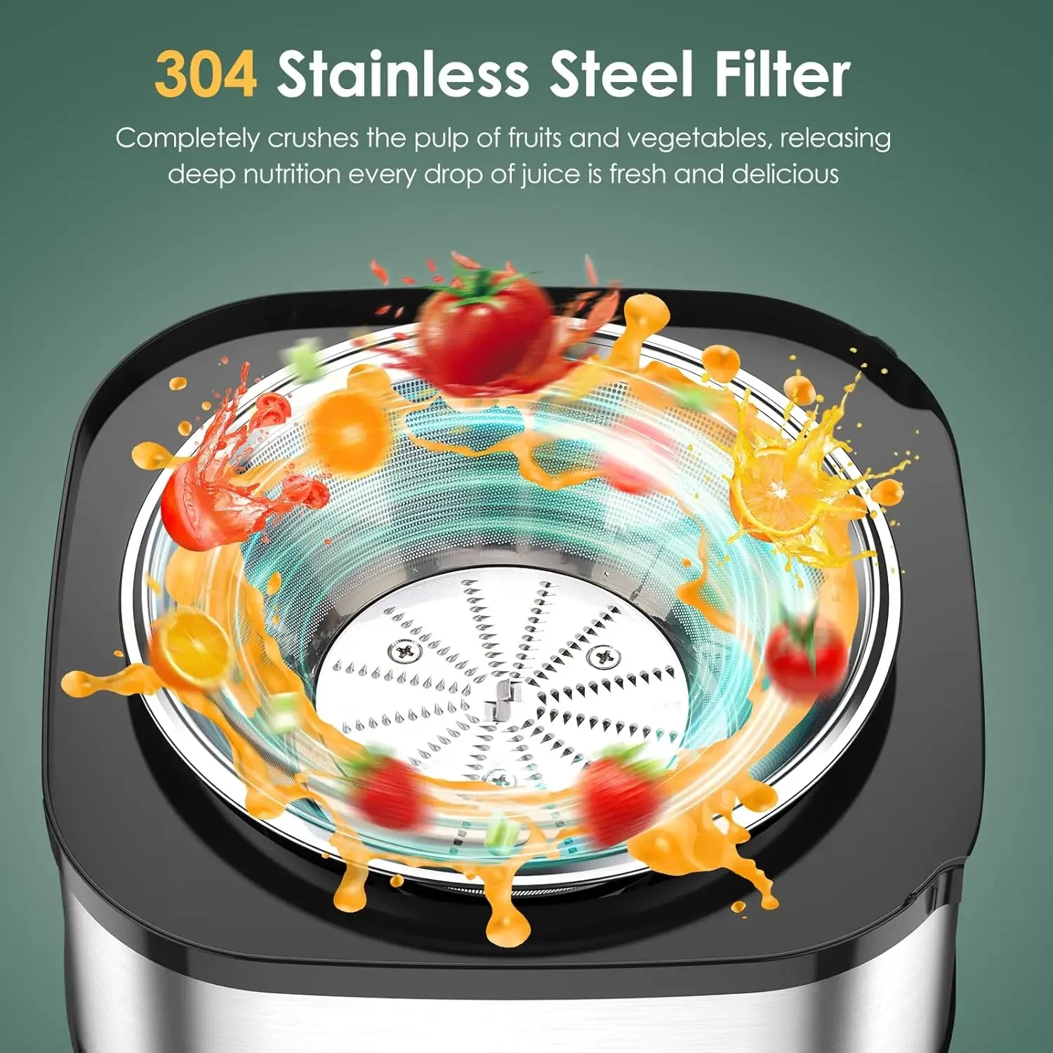 ドリップ防止設計のスチールジューサー,お手入れと使用が簡単,コンパクトでパワフル,健康的な生活のために