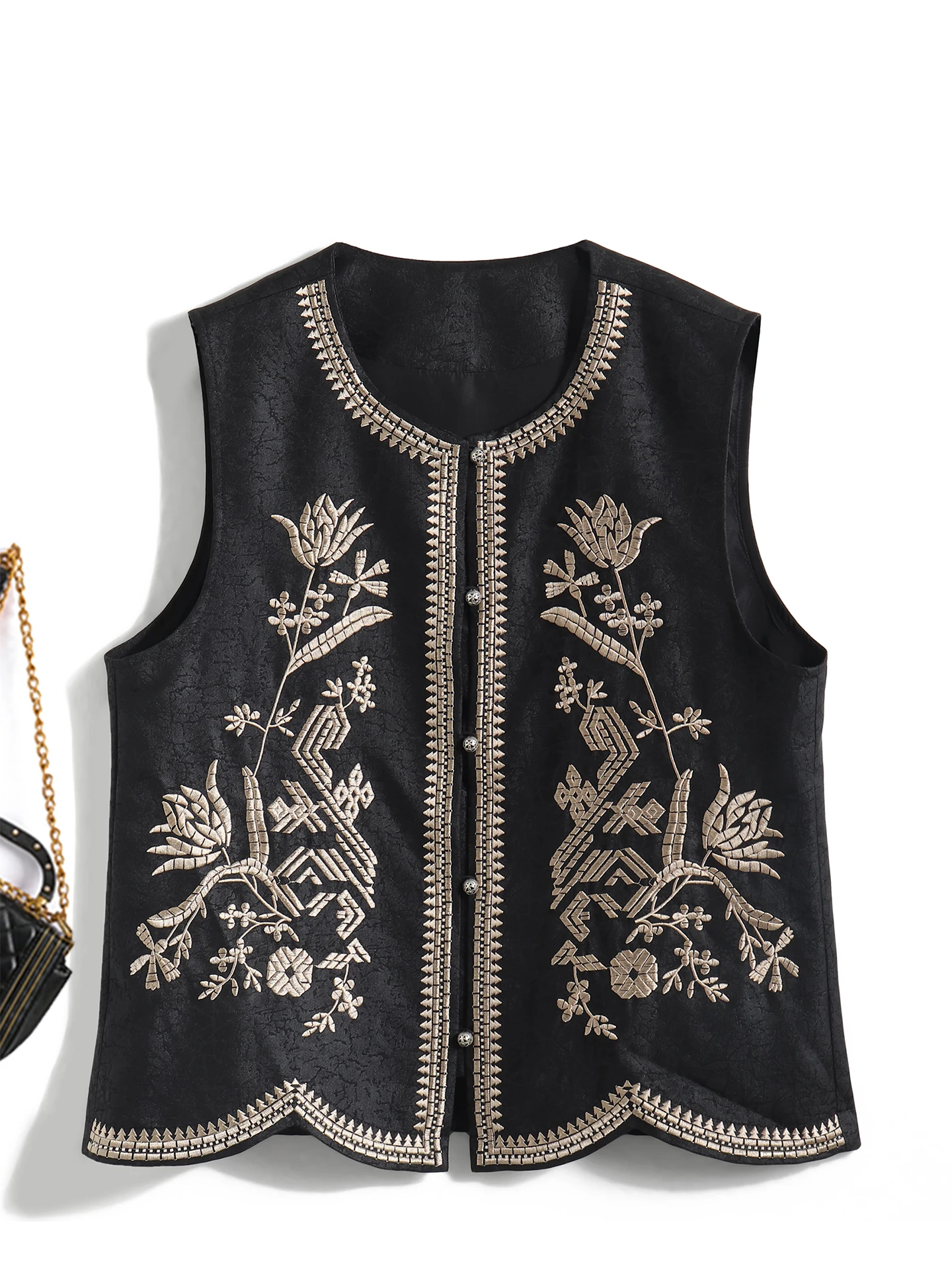 

Ele Bla Embroidered Silk Vest Women's Faion Retro Sle Chinese National Sle Heavy Work Embroidery Trendy Tank Top