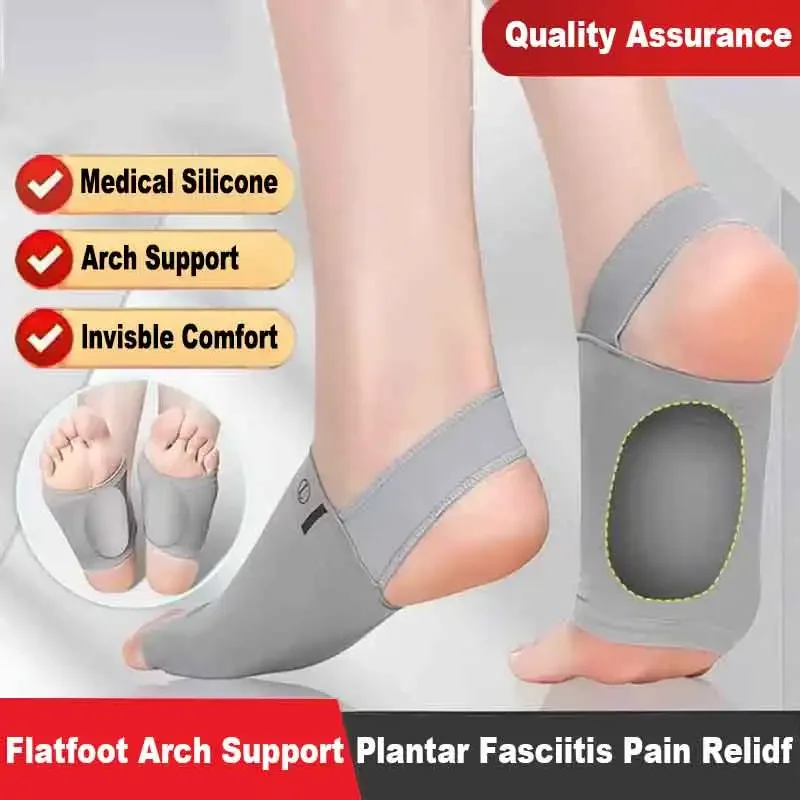 Almohadilla de silicona para el arco del zapato para hombre y mujer, soporte plano para el pie, calcetines para fascitis Plantar, espolones para el talón, alivia el dolor, plantillas ortopédicas