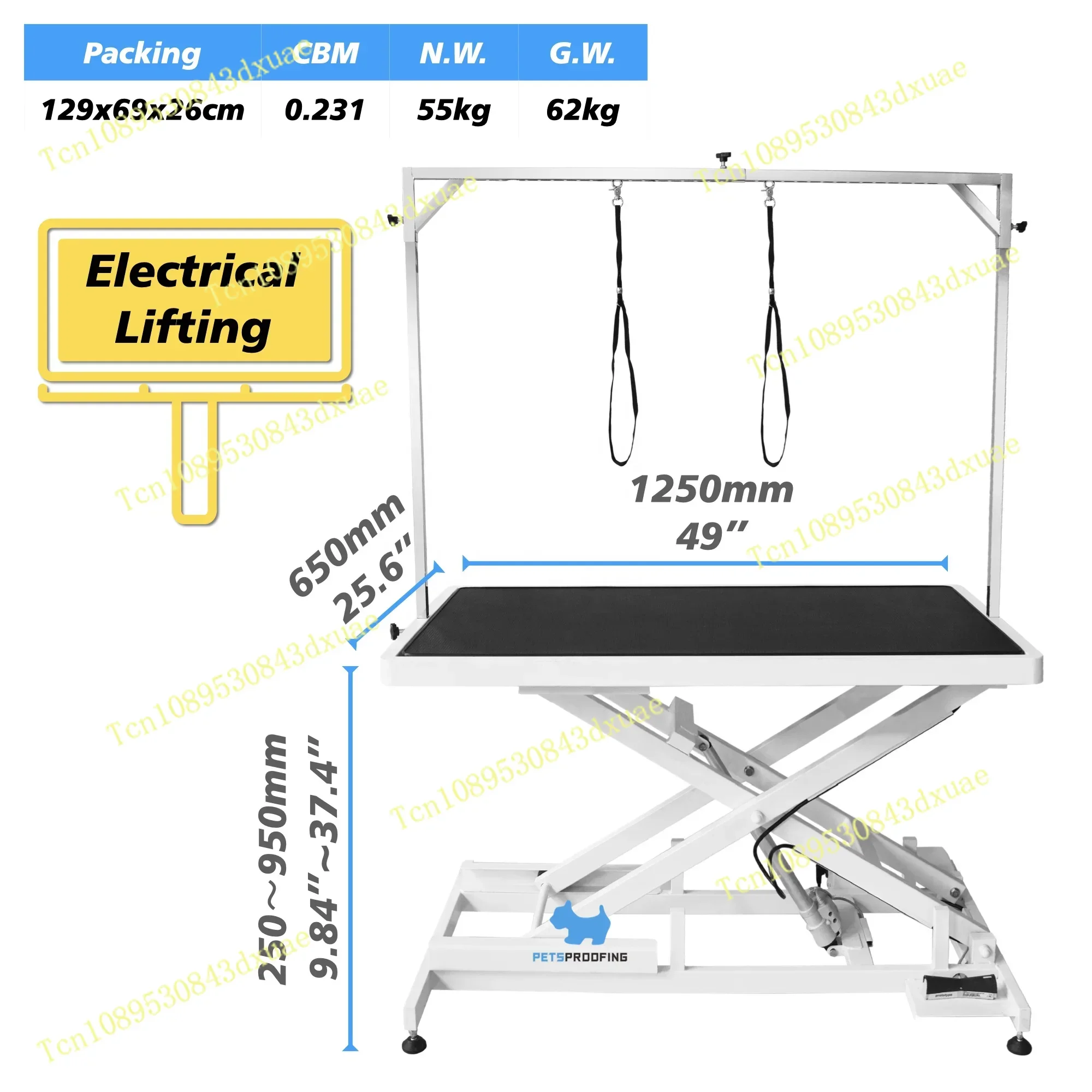 Petsproofing Stainless Steel Electric- Height Adjustable Pet Trimming Beauty- Grooming Table for Big Dogs Small Cats Sustainable