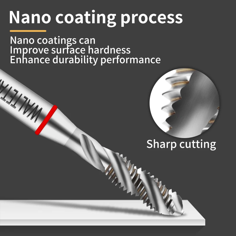 Imagem -04 - Waltetap-anel Vermelho Jis Padrão Espiral Fluted Tap Torneiras de Rosca Parafuso de Máquina M1.6 m2 M2.5 m3 m4 M4.5 m5 m6 m8 M10 M11