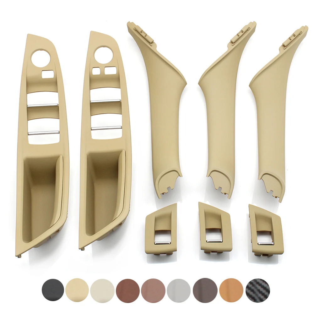 

Pop 9 Colors Left Drive LHD Beige Black Carbon Fiber Car Interior Door Handle Pull 7PCS Set For BMW 5 Series F10 F18 523 525 528