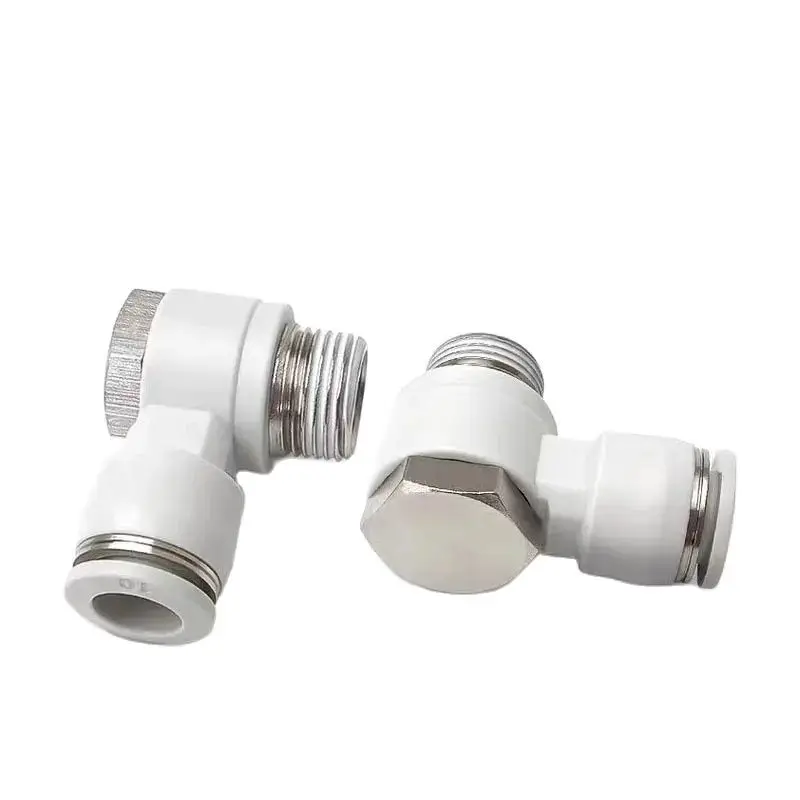 10pcs Pneumatic White Quick-Connect Outer Hexagonal Elbow Air Hose Connector PH4-M5/6-01/8-02/10-3/12-4