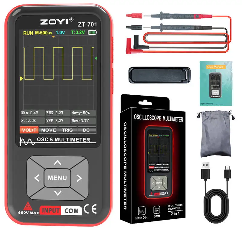 ZOYI ZT-701 2 IN 1 Digitale Oscilloscoop Multimeter 48 Msps 5 MHz Draagbare Multimeter Multifunctionele Elektrische Test Tool