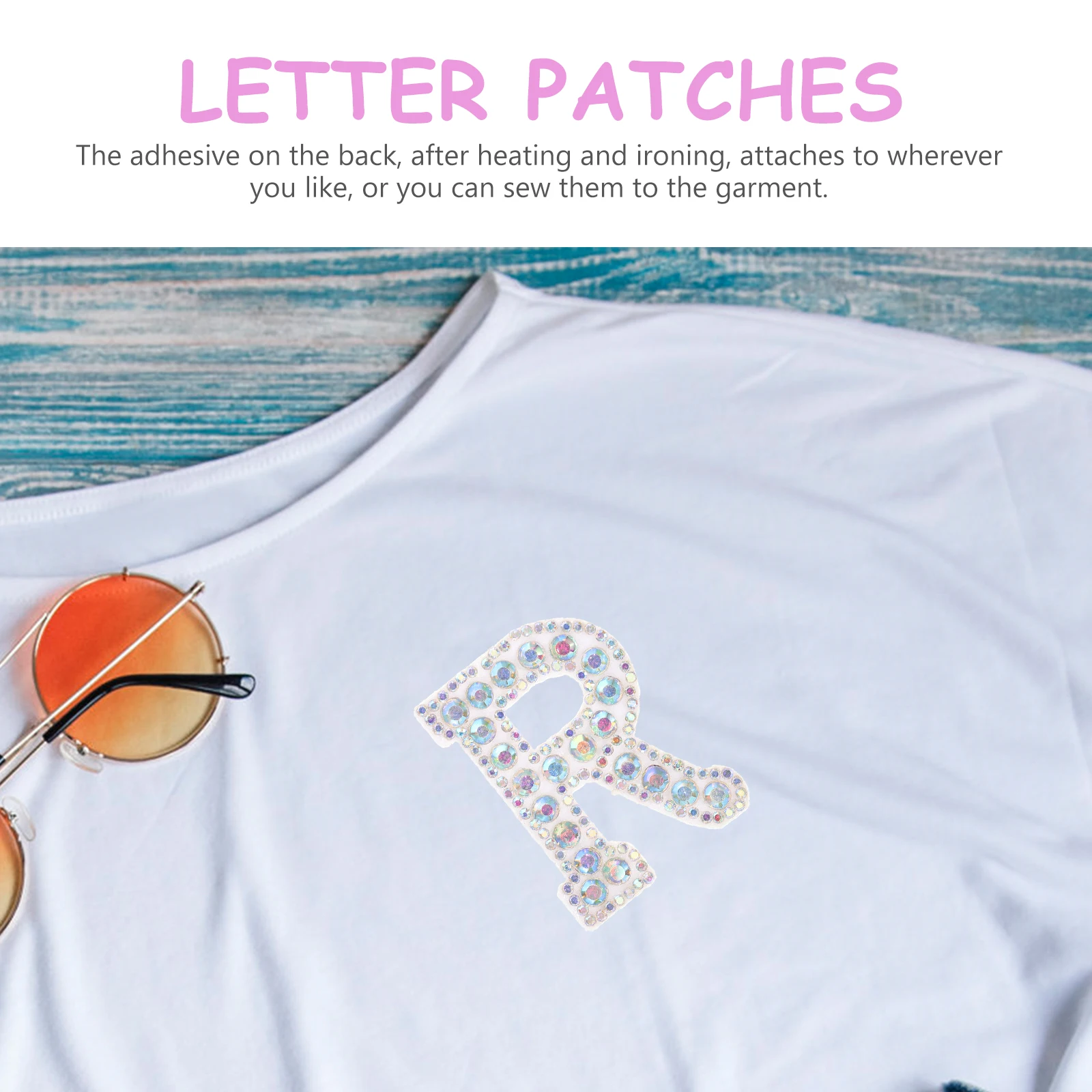 

26pcs Rhinestone Iron On Letters Alphabet Letter Patches Adhesive Backing Heat Transfer Sewing Embellishments For Clothes Bags