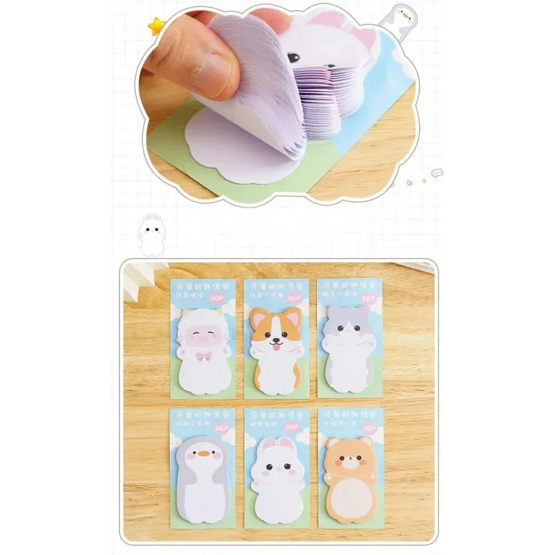 خارج المخزون - صور 6 قطع الحيوان الأرنب الدب الكلب ملاحظات لاصقة مذكرة الوسادة ورقة اللوازم المدرسية ملصقات القرطاسية