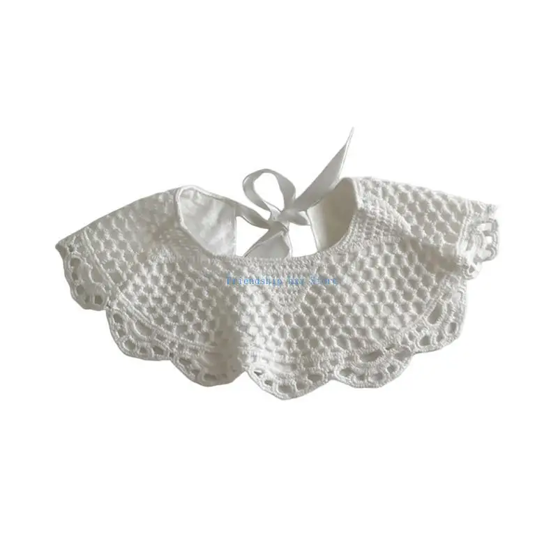 

F1CB Detachable Collar Bib Baby Girls Scarf Elegant and Comfortable Neck Decors Drooling Bib Burp Cloth for Toddlers