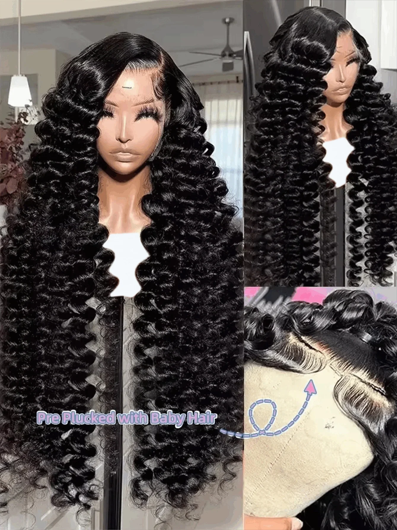 Loose Deep Wave Wig High Density 13x6 Hd Lace Frontal Wig 30 40 Inch Curly Lace Front Human Hair Black Women Brazilian Hair Wigs image 2