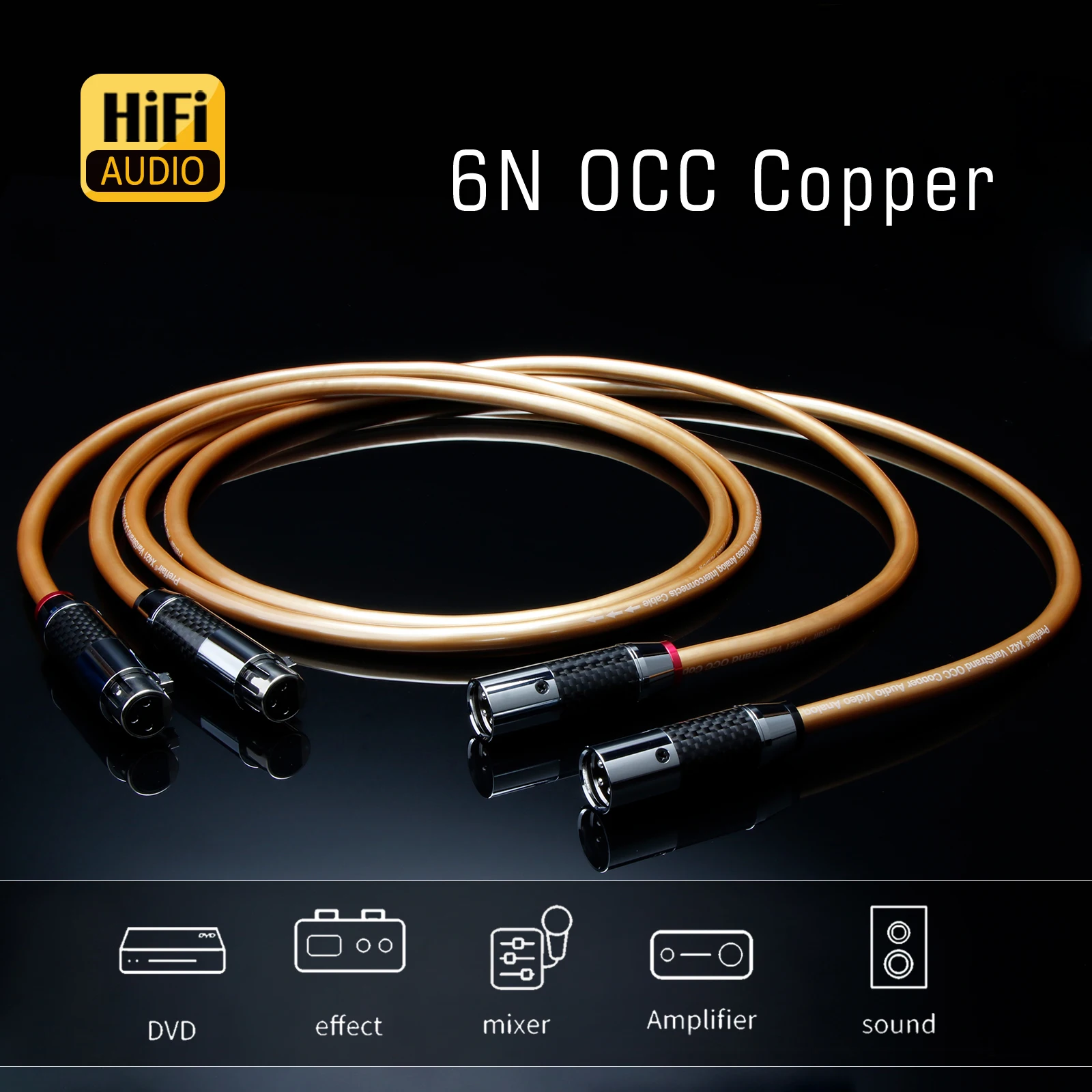 Paar HiFi XLR Symmetrisches Kabel OCC Versilbertes XLR-Verbindungskabel mit rhodiumbeschichtetem Stecker. – Detail 6