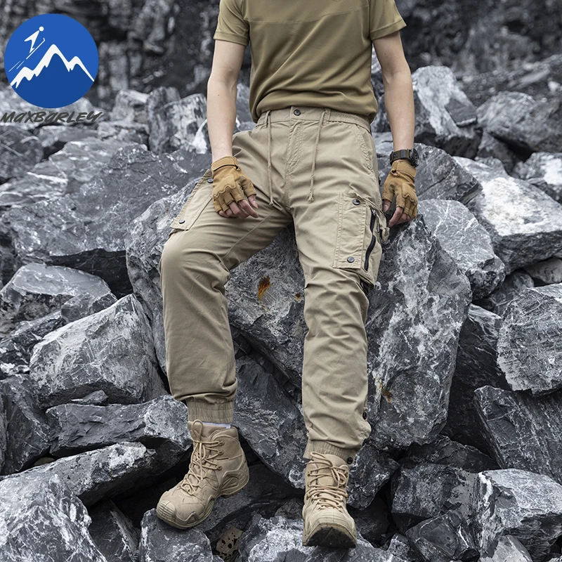 

Maxballey Hunting Cargo Pants Men Retro Street Cotton Multi Pocket Work Pants Hiking Climbing Drawstring Battle Trousers Spring