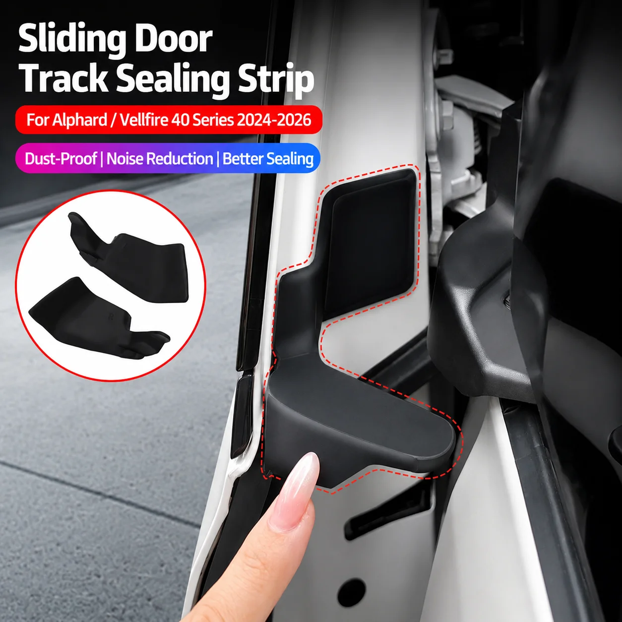 Car Sliding Door Track Gap Sealing Cover for Toyota Alphard Vellfire 40 Series Dustproof Noise Reduction 1 Pair Auto Accessories