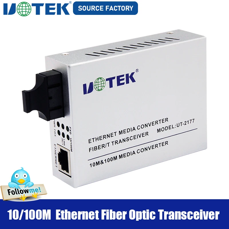 

2pcs UOTEK Ethernet Fiber Optic Transceiver 10M 100M Optical-Fiber Media Converter SC Single Multi Mode 20KM 5KM Adapter UT-2177