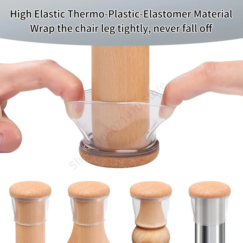 8Pcs New Soft Silicon Chair Leg Covers Thicken with Felt Non-Slip Furniture Leg Feet Caps Round Wood Floor Protection Mats