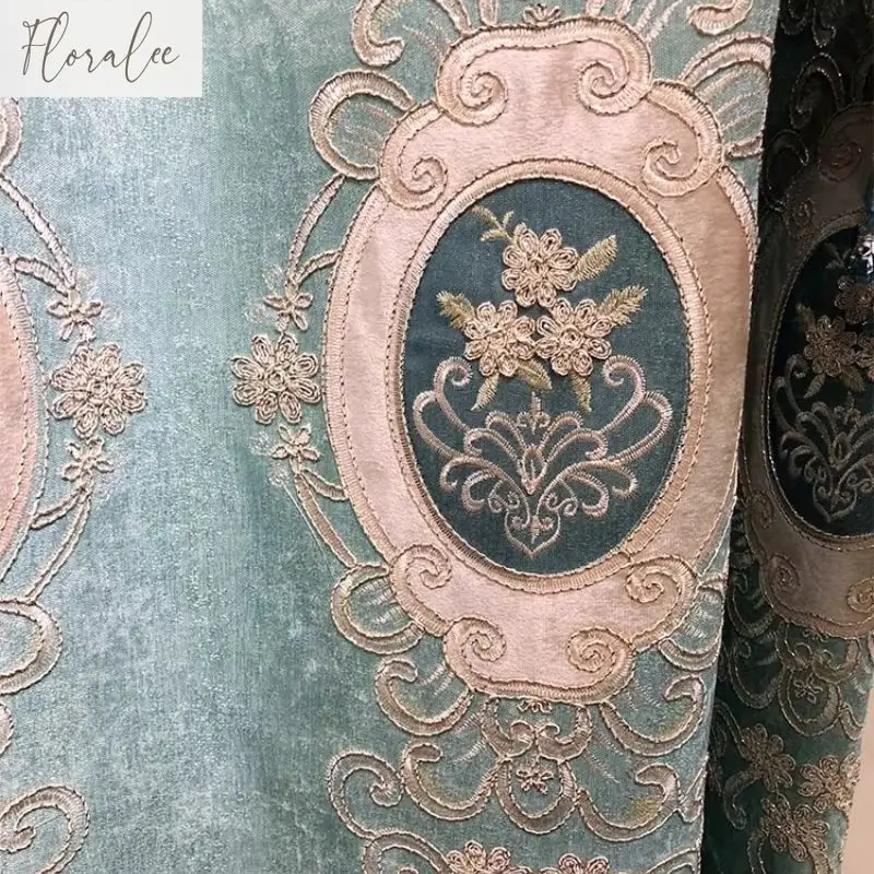 Custom  Size！！European Style Luxury High-end Atmospheric Embroidered Blackout Curtains for Living Dining Room Bedroom Decor
