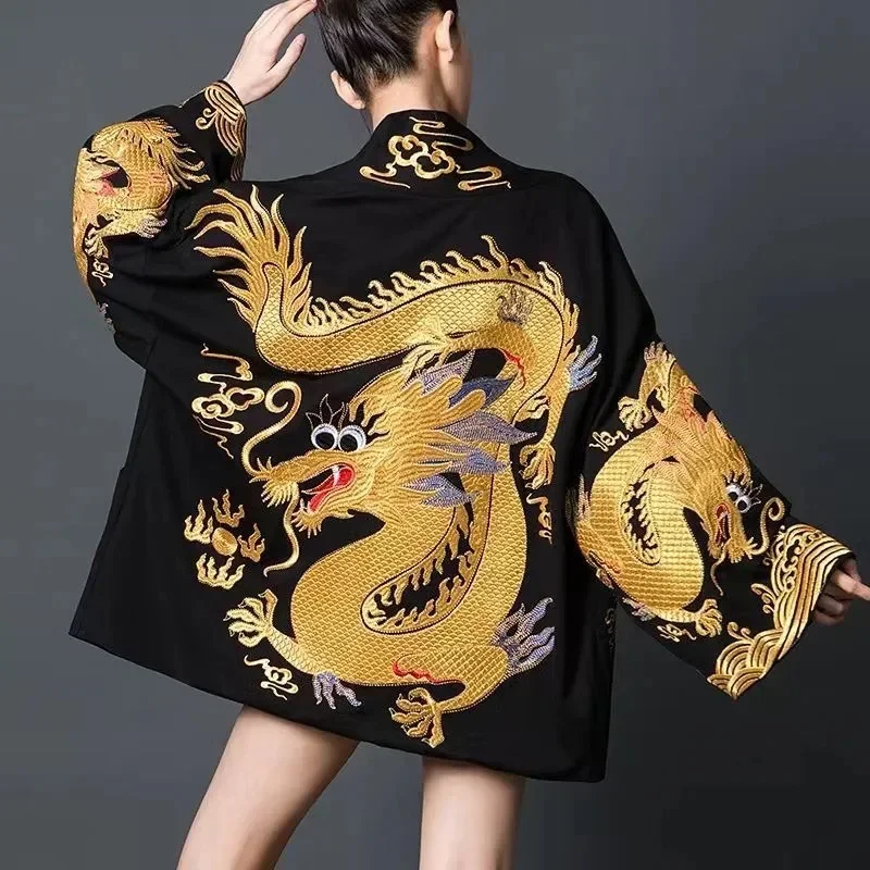 Chinese Style Printed Dragon Robe Coat Plus Size Women's Cardigan National Tide National Style Hanfu Spring Autumn Models L286