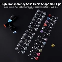 120 Colors Solid Heart Nail Polish Color Display Tips Clear Nail Art Display Chart Nail Polish Color Training Practicing Cards