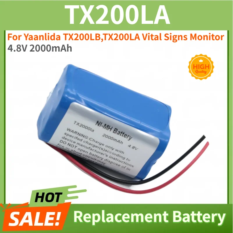 TX200LA High Quality Battery 4.8V 2000mAh for Yaanlida TX200LB,TX200LA Vital Signs Monitor Replacement Battery
